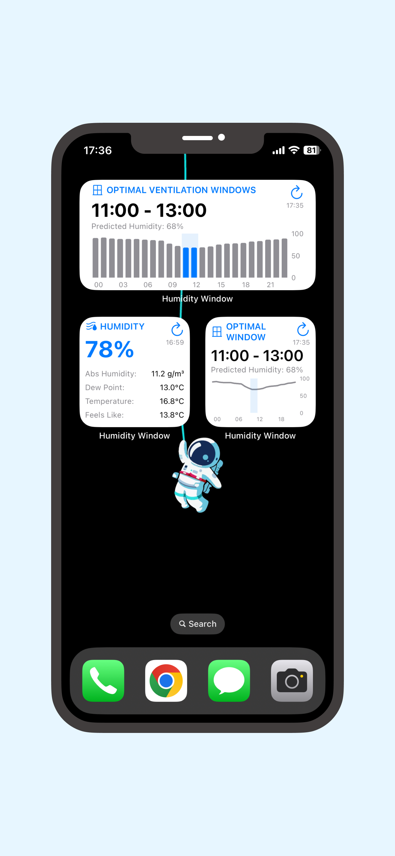 iOS home screen humidity widget